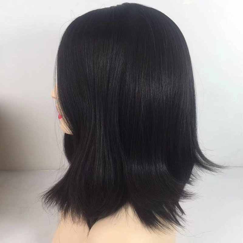 silk top wig with silicone skinproof for jewish woman wear Unprocessed virgin natural black HJ 023